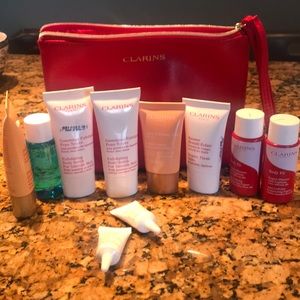 Clarins travel size 11 items including bag